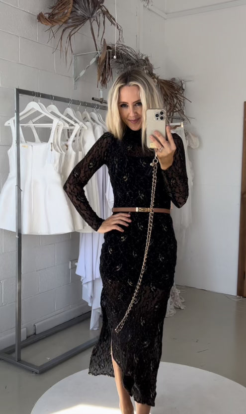 Mila Gown (with black slip) - HIRE - Amy Taylor Collection