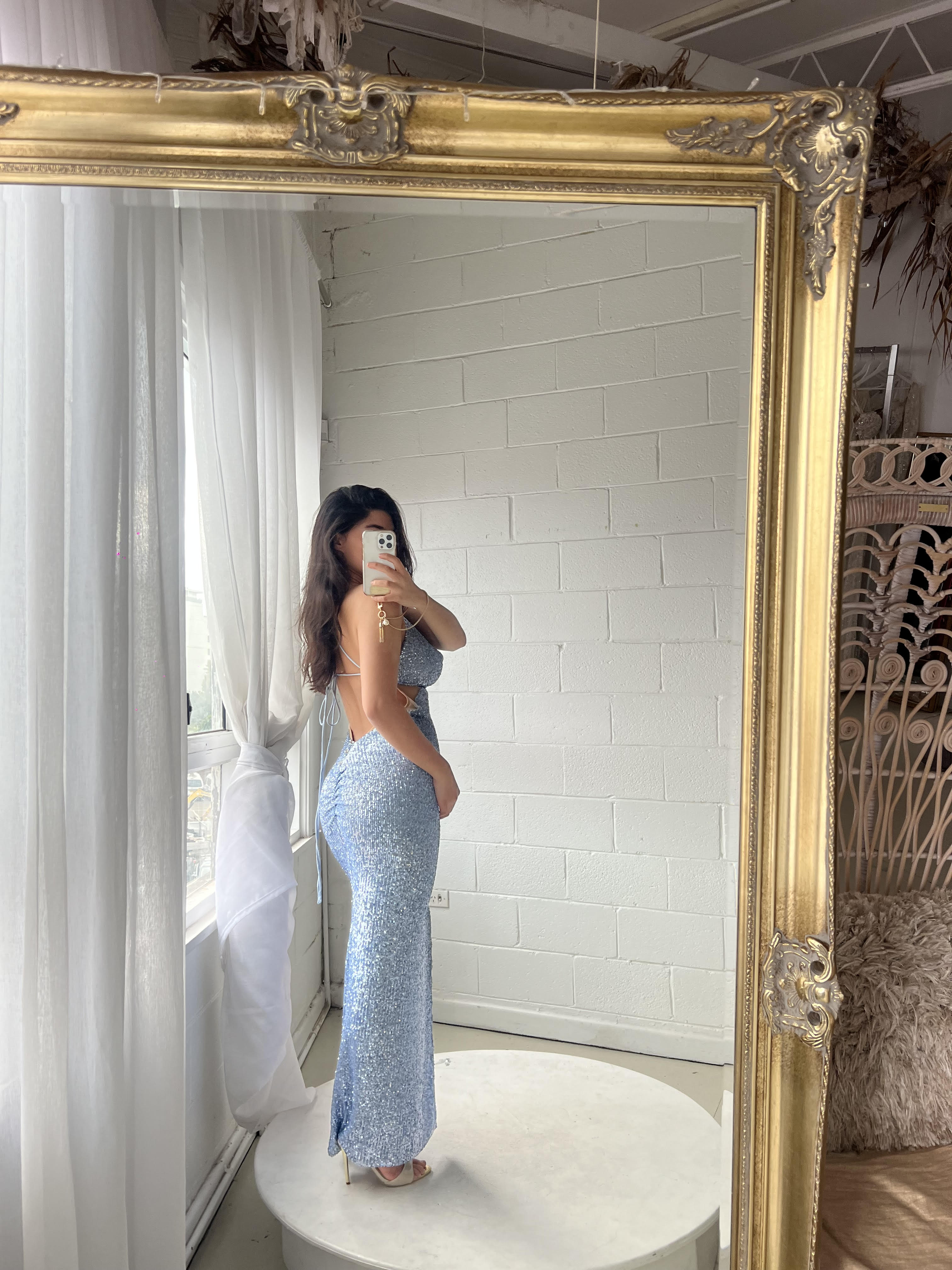 Siren Gown - Baby Blue Sequins - Amy Taylor Collection