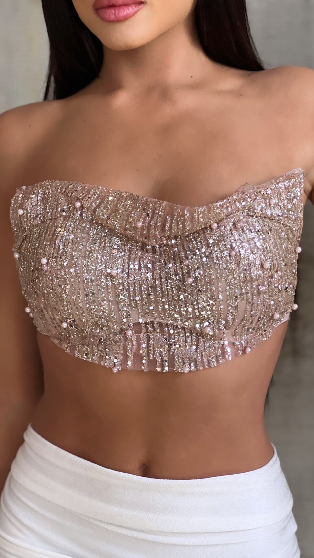 Champagne Pearls Bandeau - Hire - Amy Taylor Collection