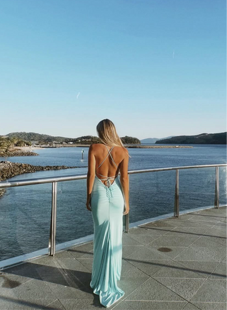 Korissa Gown - Aqua - Amy Taylor Collection