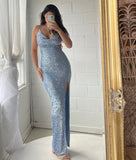 Siren Gown - Baby Blue Sequins - Amy Taylor Collection