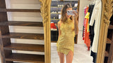 Golden Hour Mini Dress - Gold (SALE)