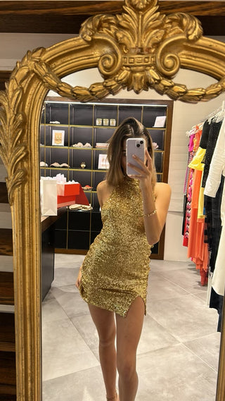 Golden Hour Mini Dress - Gold (SALE) - Amy Taylor Collection