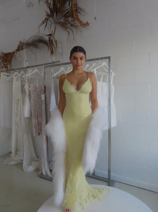 AURORA GOWN LACE EDITION (YELLOW) - SAMPLE - Amy Taylor Collection