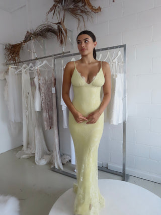 AURORA GOWN LACE EDITION (YELLOW) - SAMPLE - Amy Taylor Collection