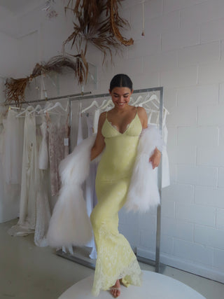 AURORA GOWN LACE EDITION (YELLOW) - SAMPLE - Amy Taylor Collection