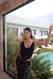  Beautiful model wearing Ali Set HIRE, by Amy Taylor Collection. Contact us today to order your perfect outfit. 1 