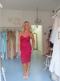 French Lace Midi Dress - Raspberry (SALE) - Amy Taylor Collection