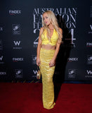  Beautiful model wearing Hello Yellow Set, by Amy Taylor Collection. Contact us today to order your perfect outfit. 2 