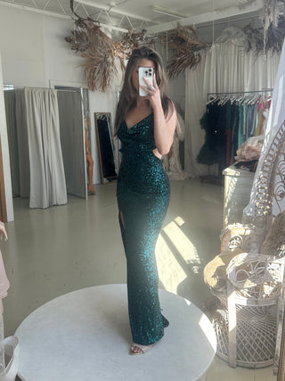 Siren Gown - Emerald Green Sequins - Amy Taylor Collection