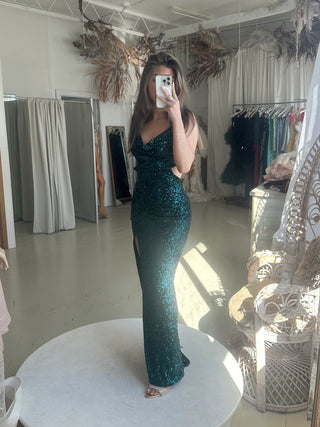 Siren Gown (Emerald Green Sequins) - HIRE - Amy Taylor Collection