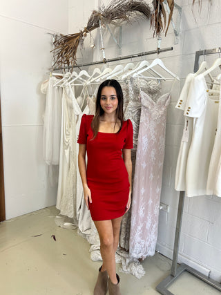 Carlona Mini Dress - Red (SALE) - Amy Taylor Collection