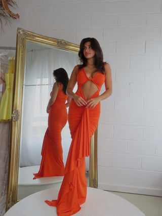 Eden Sleeveless Gown - Orange - Amy Taylor Collection