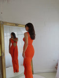 Eden Sleeveless Gown (Orange) - HIRE