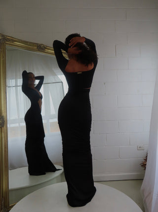 Edano Long Sleeve Gown - Black - Amy Taylor Collection