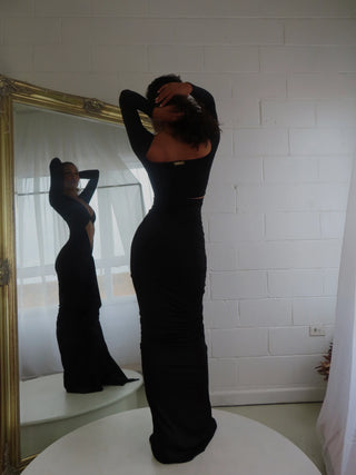 Edano Long Sleeve Gown (Black) - HIRE - Amy Taylor Collection