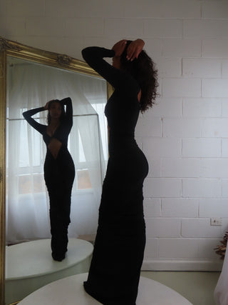 Edano Long Sleeve Gown - Black - Amy Taylor Collection
