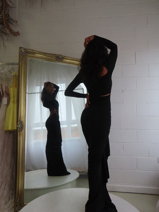 Edano Long Sleeve Gown - Black - Amy Taylor Collection