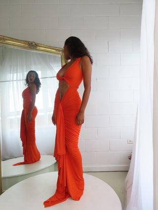 Eden Sleeveless Gown - Orange - Amy Taylor Collection