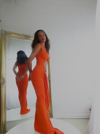 Eden Sleeveless Gown - Orange - Amy Taylor Collection