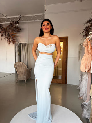 Baby Blue Bandeau and Skirt Set - SAMPLE - Amy Taylor Collection