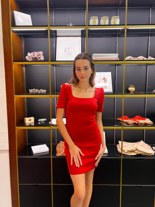 Carlona Mini Dress - Red (SALE) - Amy Taylor Collection