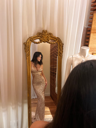 Zoe Gown - Rose Gold Sequin - Amy Taylor Collection