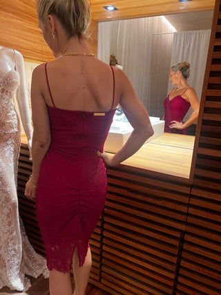 French Lace Midi Dress - Raspberry (SALE) - Amy Taylor Collection