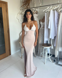  Beautiful model wearing Lacey Gown (Nude), by Amy Taylor Collection. Contact us today to order your perfect outfit. 1 