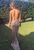  Beautiful model wearing Pure Mermaid Glitter Gown - Gold, by Amy Taylor Collection. Contact us today to order your perfect outfit. 7 