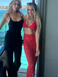 Beautiful model wearing the Roses Are Red Set - HIRE - Amy Taylor Collection. 