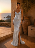 Silver Glitter Pure Mermaid Gown