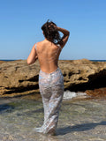  Beautiful model wearing Silver Starlet Gown HIRE, by Amy Taylor Collection. Contact us today to order your perfect outfit. 1 