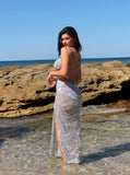  Beautiful model wearing Silver Starlet Gown HIRE, by Amy Taylor Collection. Contact us today to order your perfect outfit. 1 