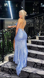Siren Gown - Baby Blue Sequins - Amy Taylor Collection
