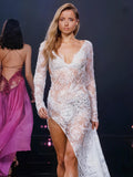 Seraphira Lace Couture Gown - White Crystal Beaded Lace