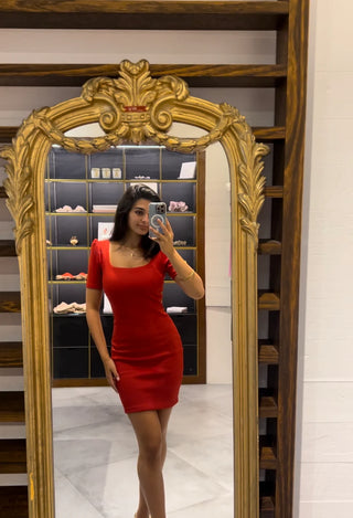 Carlona Mini Dress - Red (SALE) - Amy Taylor Collection