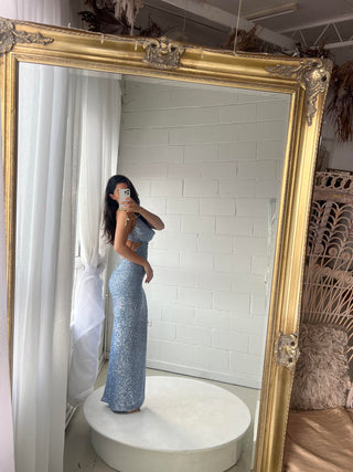 Siren Gown - Baby Blue Sequins - Amy Taylor Collection