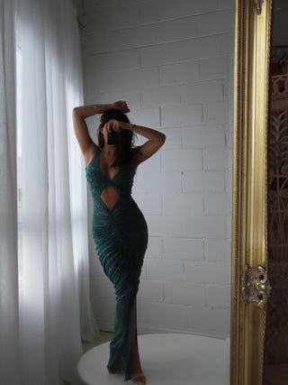 Kayla Eden Lace Gown (Emerald) - HIRE - Amy Taylor Collection