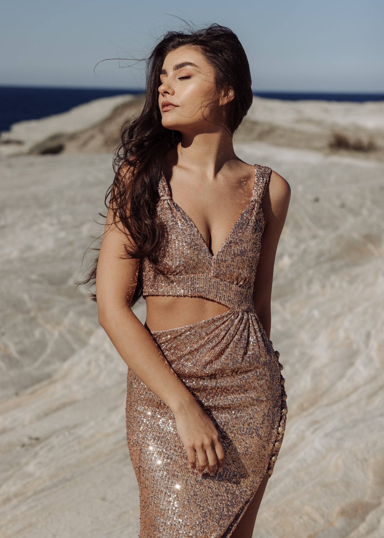 Grecian Tide Sequin Gown