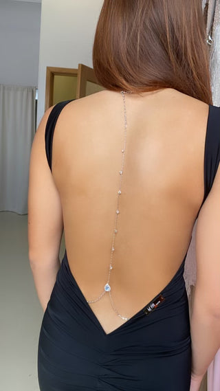 Crystal Charm Back Chain - Silver - Amy Taylor Collection