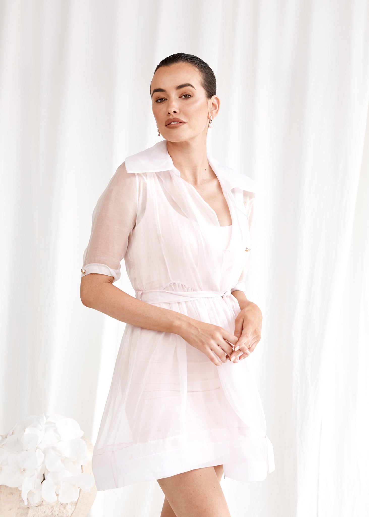 sheer jacket for formal dress Long Formal Dress with Beaded Long-Sleeve Jacket Navy / 14