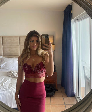 Mermaid in Merlot Corset - Hire - Amy Taylor Collection