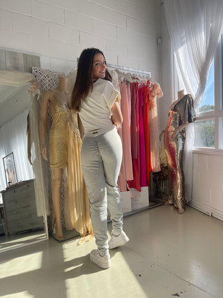 Monarch Lounge Tracksuit Pants - Light Grey - Amy Taylor Collection