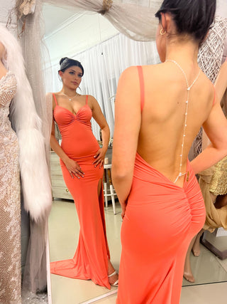 Pure Mermaid Gown (Peach) with cups - SAMPLE - Amy Taylor Collection