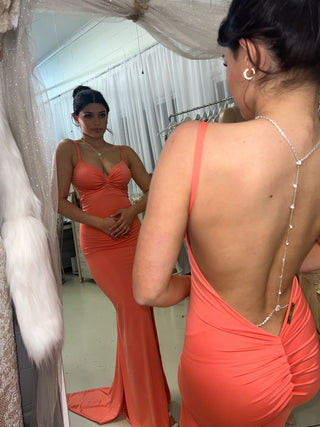 Pure Mermaid Gown (Peach) with cups - SAMPLE - Amy Taylor Collection