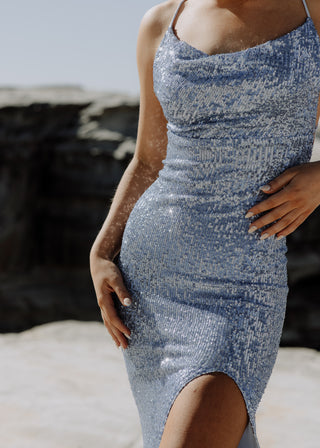Siren Gown - Baby Blue Sequins - Amy Taylor Collection